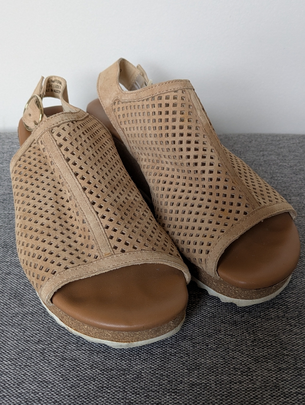Paul Green Cleo Wedge Super Soft Slingback Sandal Space Nubuck Tan Size 6 - Picture 6 of 14